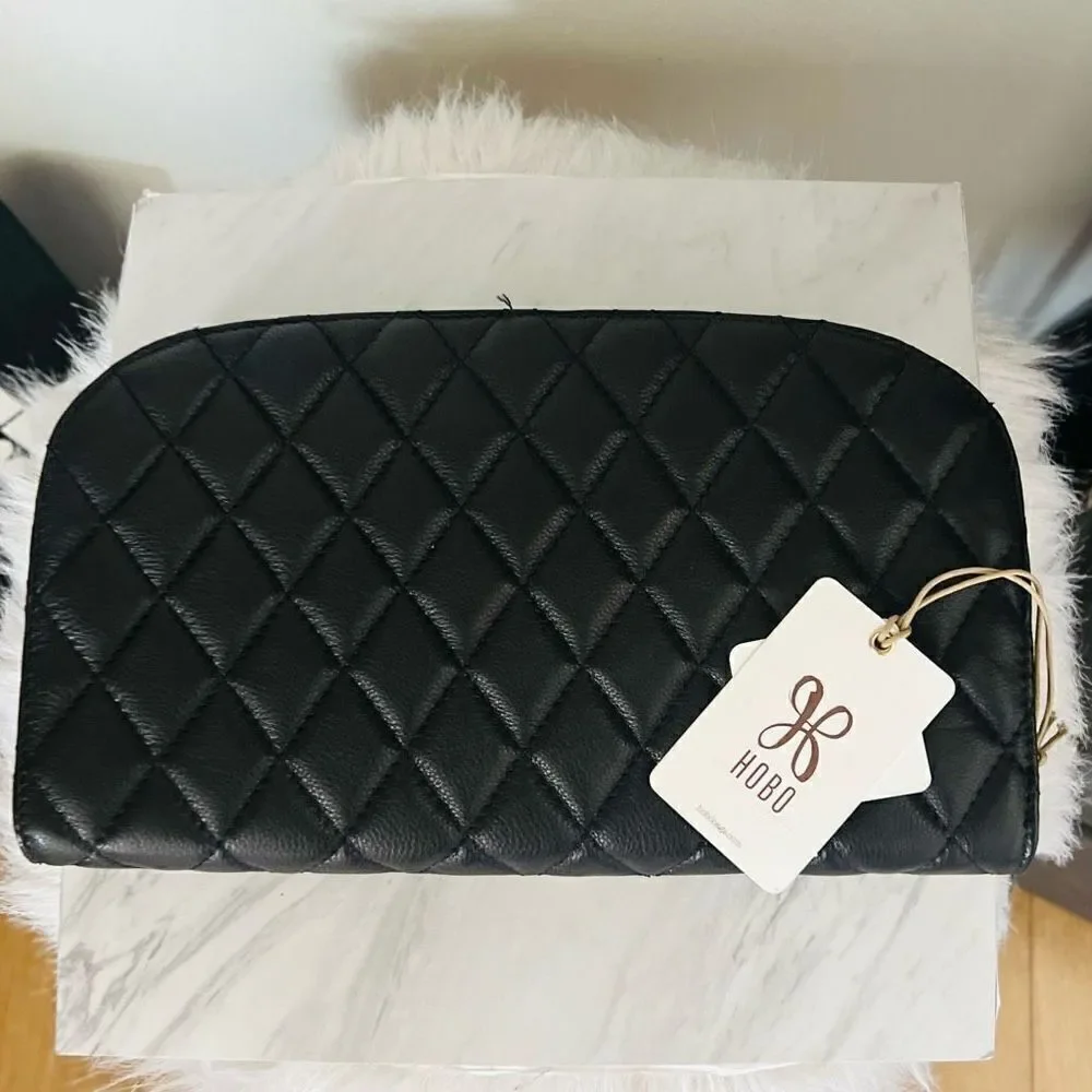 HOBO‎ Cole Quilted Leather Clutch Bag, Classic Chic Party Bag, Black, NWT